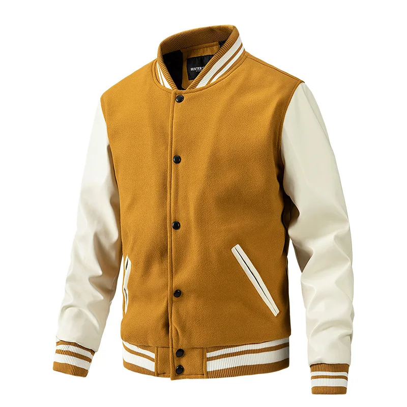 

Winter Men's Baseball Uniform Slim Thin Cotton Wool Color Matching Jacket