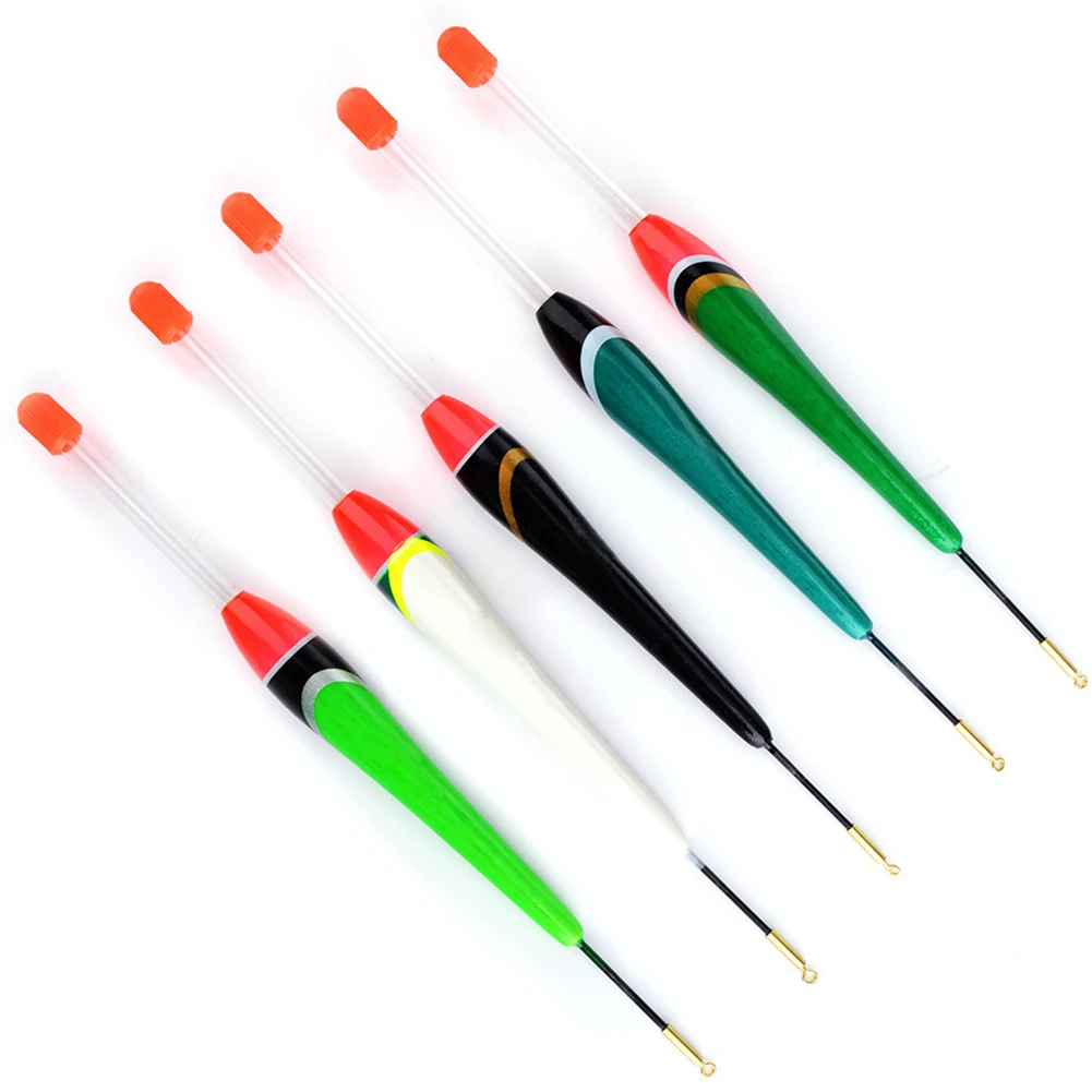 

5Pcs Glowing Bobbers Fishing Floats Wooden Long Vertical Luminous Glow Fishing Floats Bobbers Without Fishing Glow Sticks Set
