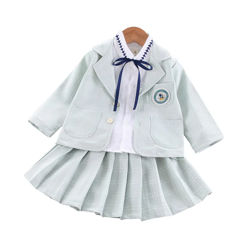 

New Spring Children Fashion Clothes Baby Girls Plaid Suit T Shirt Skirt 3Pcs/Sets Infant Sportswear Autumn Kids Toddler Costume
