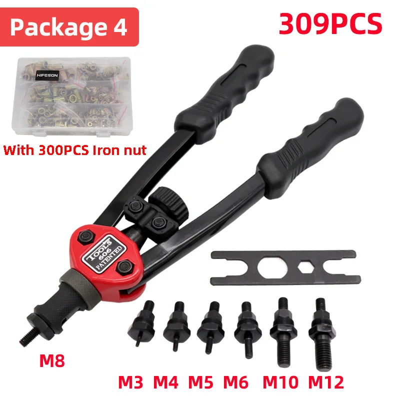 

Ручной заклепочник HIFESON для заклепочных гаек M3-M12 70/95/300 шт.