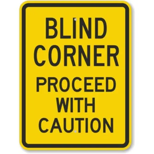 Слепой уголок Всепогодный металлический знак p1142