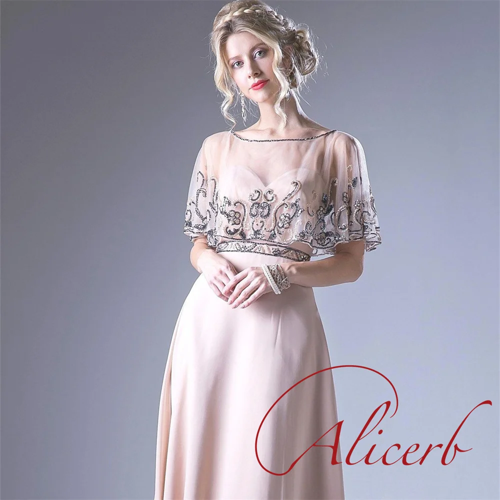 Шифоновое кружевное платье для матери невесты ТРАПЕЦИЕВИДНОЕ ПЛАТЬЕ до