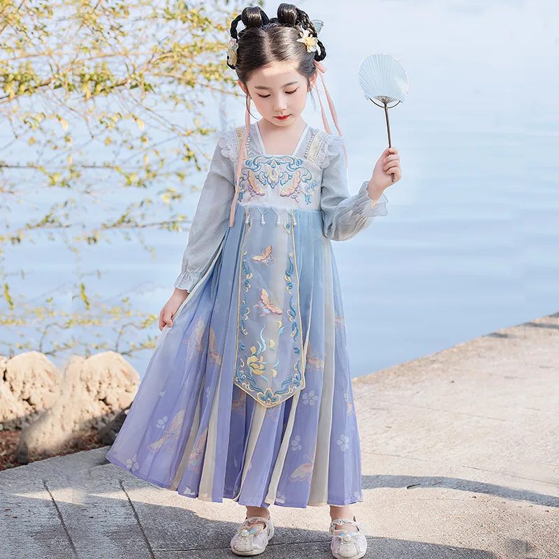 YF01 детское весеннее платье для девочек Hanfu в китайском стиле новинка 2024 супер