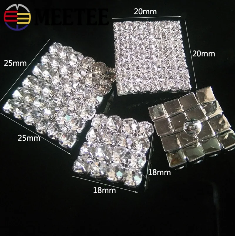 Meetee 5/10Pcs 13/17/25mm Square Fur Button Alloy Rhinestone Shank Buttons DIY Garment Sewing Decorative Buckle Accessories | Дом и сад