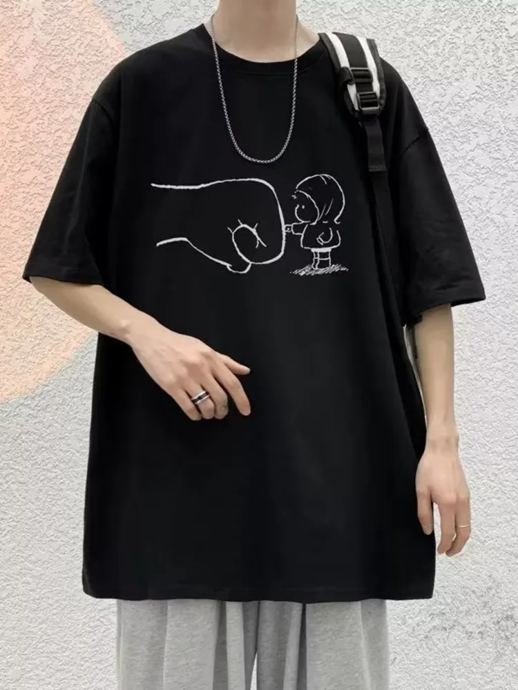 

Summer New Casual Loose T-shirt Short Sleeved Men's Fashion Loose Printing Large 8XL Hip Hop Couple Wear Half Sleeve Cotton Top