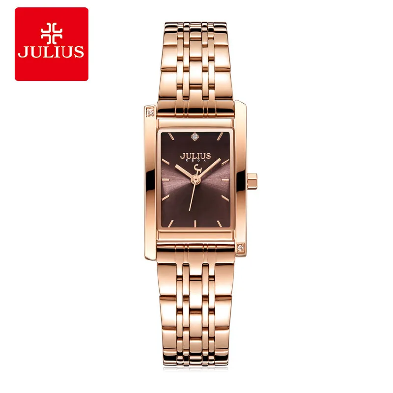 JULIUS Good Watch Alloy Pointer Leisure Business Rose Gold Trend Square Watch Female Women Gold Watches Women Fashion Gifts