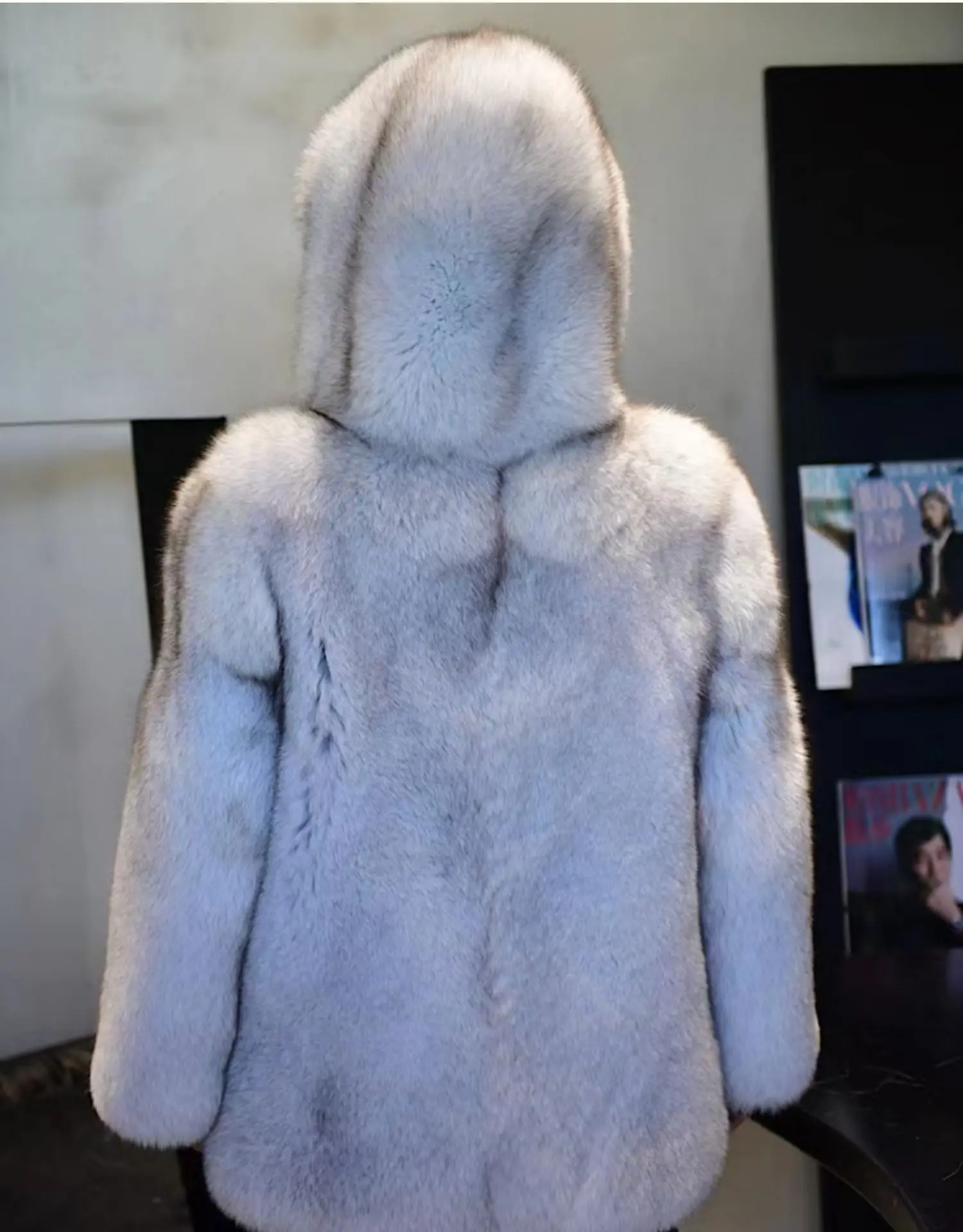 FURYOUME New Winter Women Real Fox Fur Coat Hooded Natural Silver Red Fox Fur Jacket Female Thick Warm Outerwear Ladies Clothes