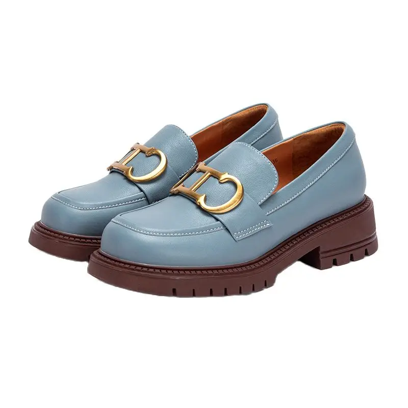 

Новинка 2023, роскошные дизайнерские женские туфли на толстой подошве, повседневные водонепроницаемые туфли в стиле ретро для путешествий, увеличенные женские туфли, маленькие кожаные туфли