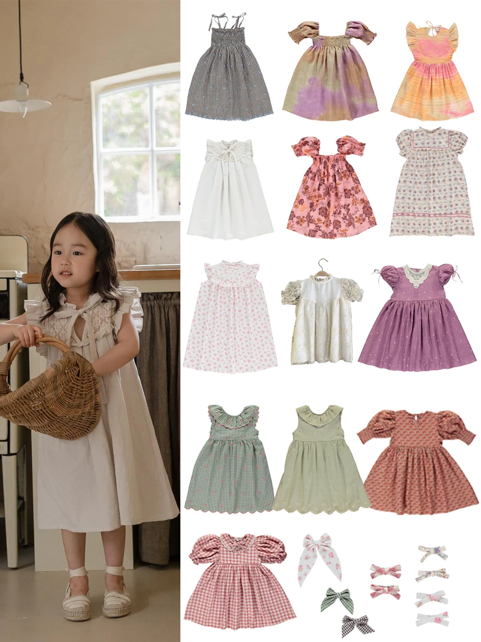 Детское летнее платье с вышивкой и принтом из хлопка