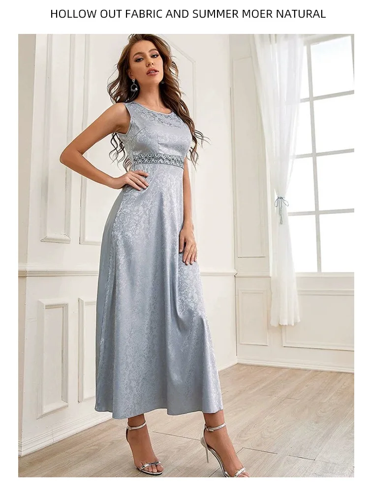 Women Spring Summer Muslim Brand Two-piece Mesh Embroidered Skirt Turkish Indian Abaya Arab Islamic Women Moroccan Kraftan Gown