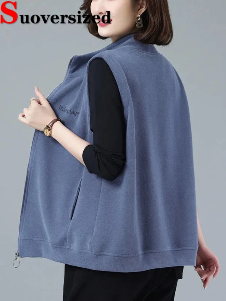 

Spring Fall Thin Mom Veste Casual Elegant Loose Coat New Plus Size 5xl Sleeveless Outwear Women Waistcoat Korean Fashion Jackets