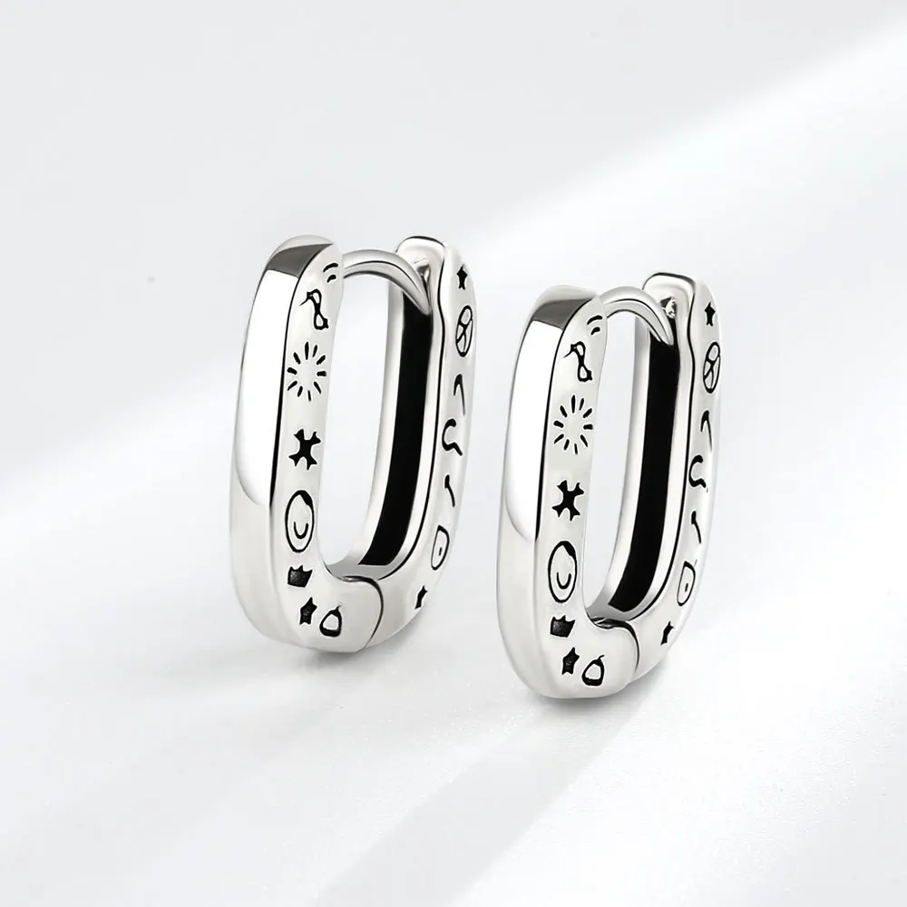 

Creative and Unique Graffiti Ear Clasps, Retro Funny Cool Hoop Earrings, Men and Women Want To Join The Party Jewelry Today
