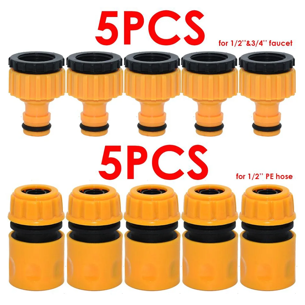 

3/4 & 1/2 Inch Graden Hose Tap Threaded Connector Tap Adapter & Quick Fitting Plastic Garden Watering Connectors, Clamps