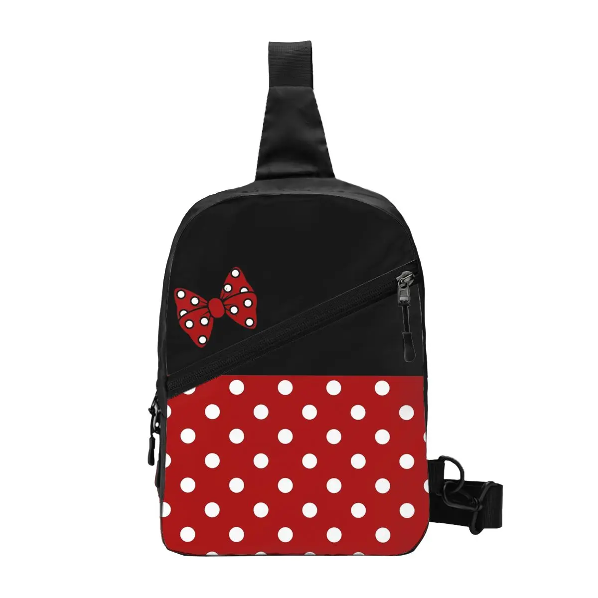 

Cartoon Minnie Polkadots Sling Crossbody Backpack Men Anime Animated characters Chest Shoulder Bag for Cycling Camping Daypack
