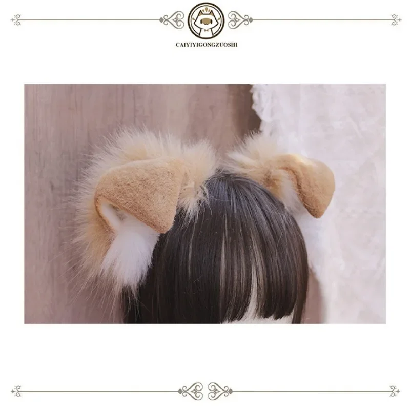 Платок ручной работы с ушками животных