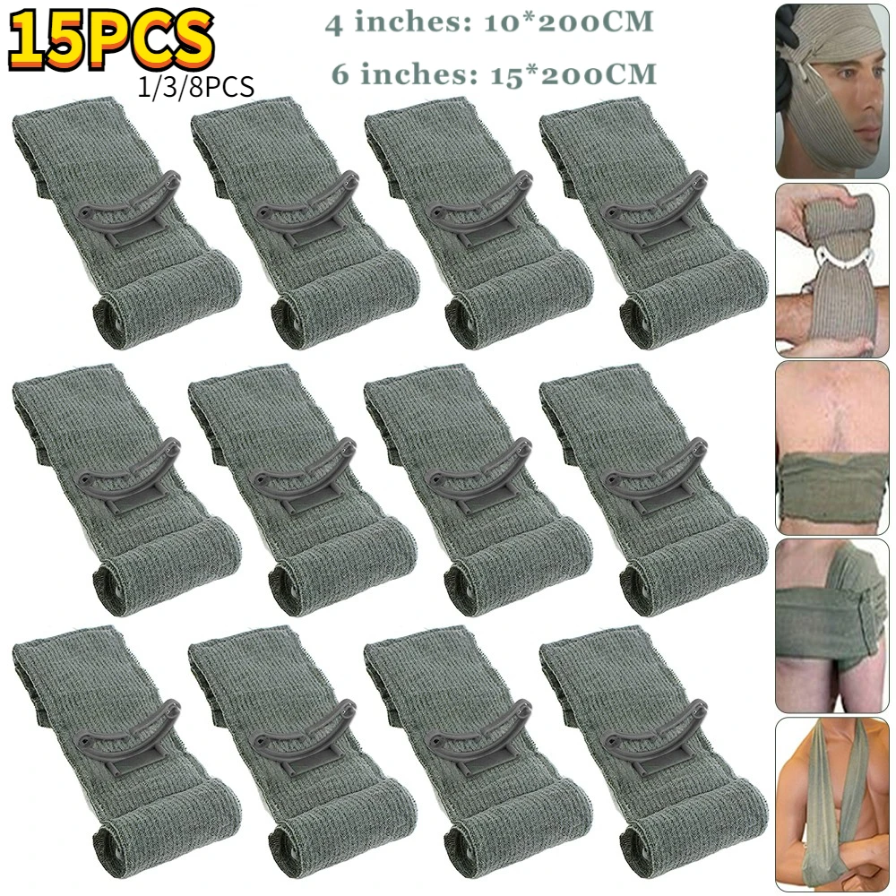 

1-15PCS Hemostatic Bandage Wound Rescue Battle Dressing Survival Israel Aid Emergency Gauze Compress Army Aid Combat Medical