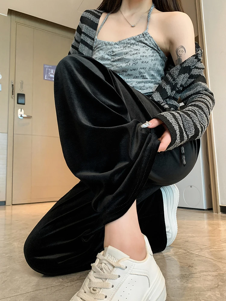 Женские повседневные Бархатные брюки ITOOLIN с эластичной высокой талией свободные