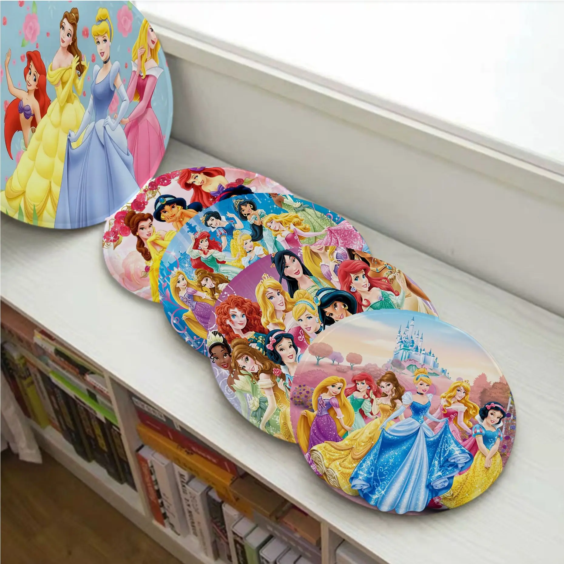 

Disney Princesses Square Seat Cushion Office Dining Stool Pad Sponge Sofa Mat Non-Slip Seat Mat