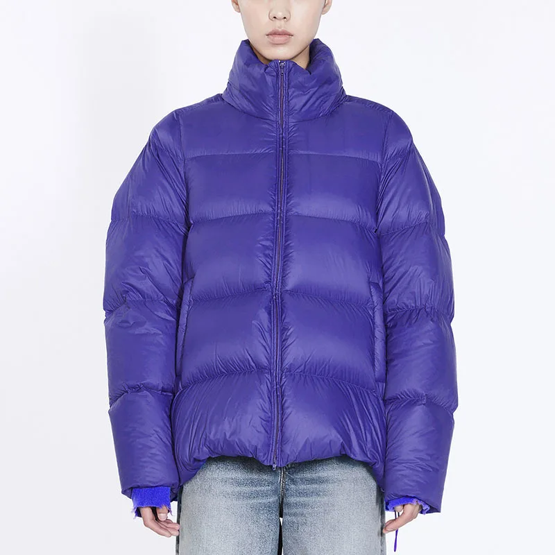 KoHuiJoo Autumn Winter Parkas Jacket Women 2022 New In White Short Coat Stand Collar Hooded Loose Bread Puffer Jacket