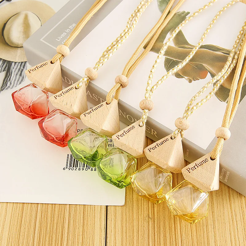 

New Car Perfume Pendant Air Freshener Clear Refillable Glass Car Fragrance Scent Hanging Empty Bottle Car Interior Accessories