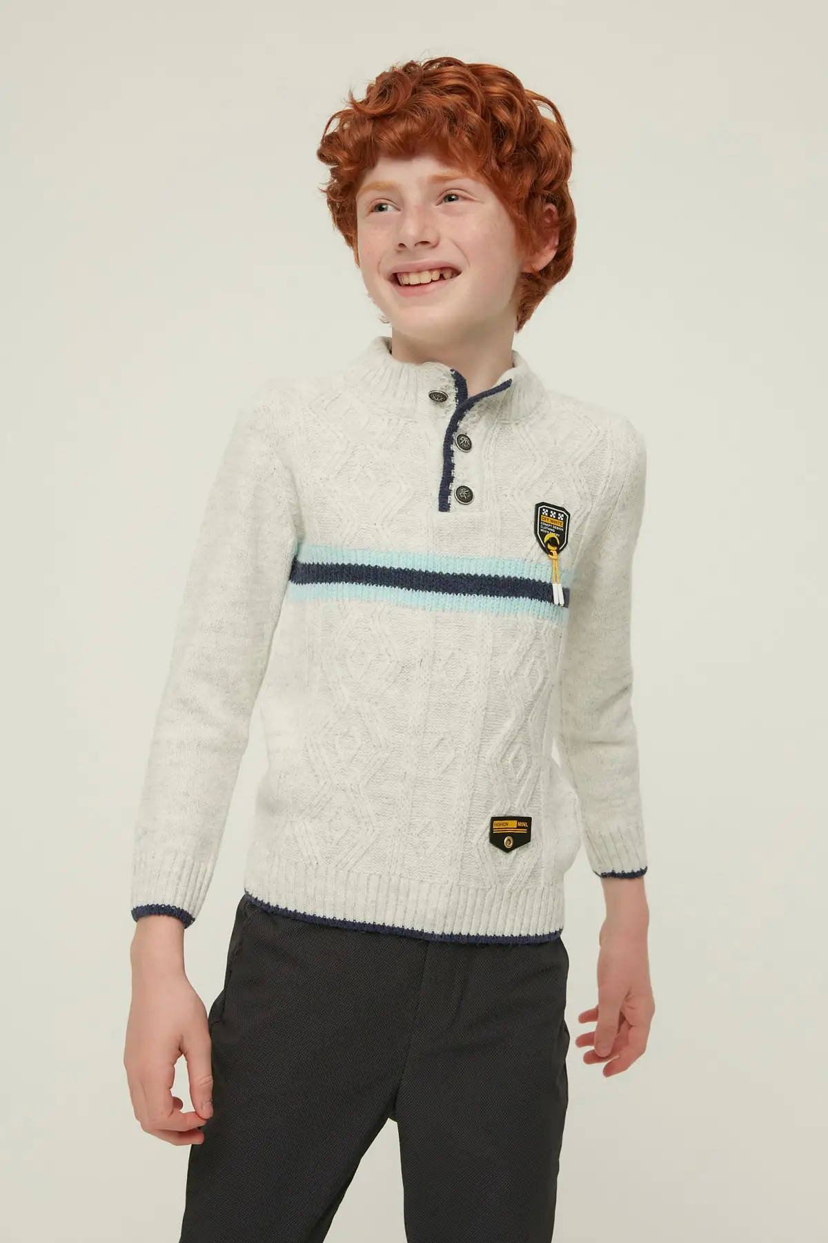 

Stripe Male Child Knitwear Sweater TKDAW22KZ2674
