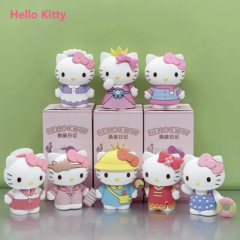

Sanrio Hello Kitty Dress Up Series Figure Anime KT Cat Model Toy Kitty Keychain Doll Sanrio Accessories Action Figures Girl Gift