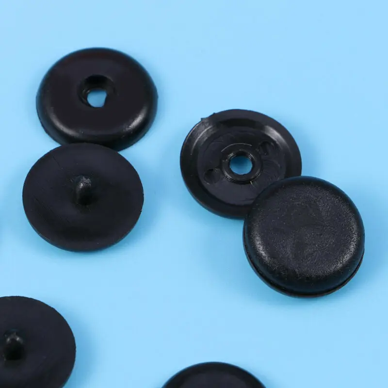 

Black Button clip Buckle Fit Stopper Kit Plastic 1.5x1.5x0.2cm 20 Pairs