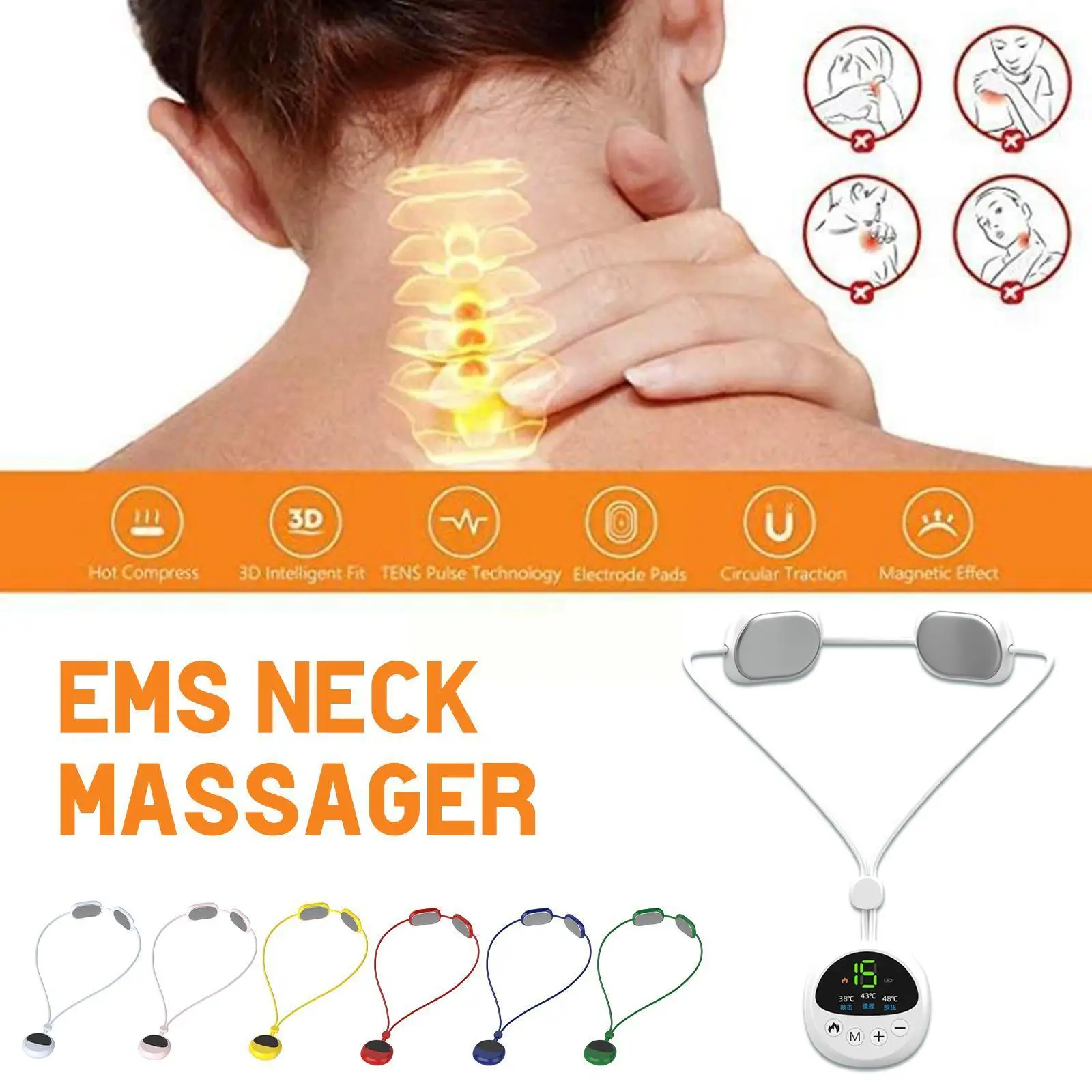 

Neck Massager Portable Electric Massage Relaxer Adjustment Heating Pulse For Neck Shoulder Arm Leg Pain Relief Y5w0