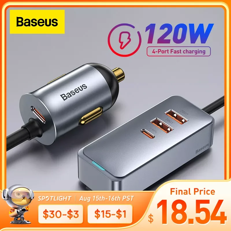 

NEW2023 Baseus 120W PD Car Charger Quick Charger QC 3.0 PD 3.0 For iPhone 13 12 Samsung Type-C USB Charger Portable USB Phone Ch