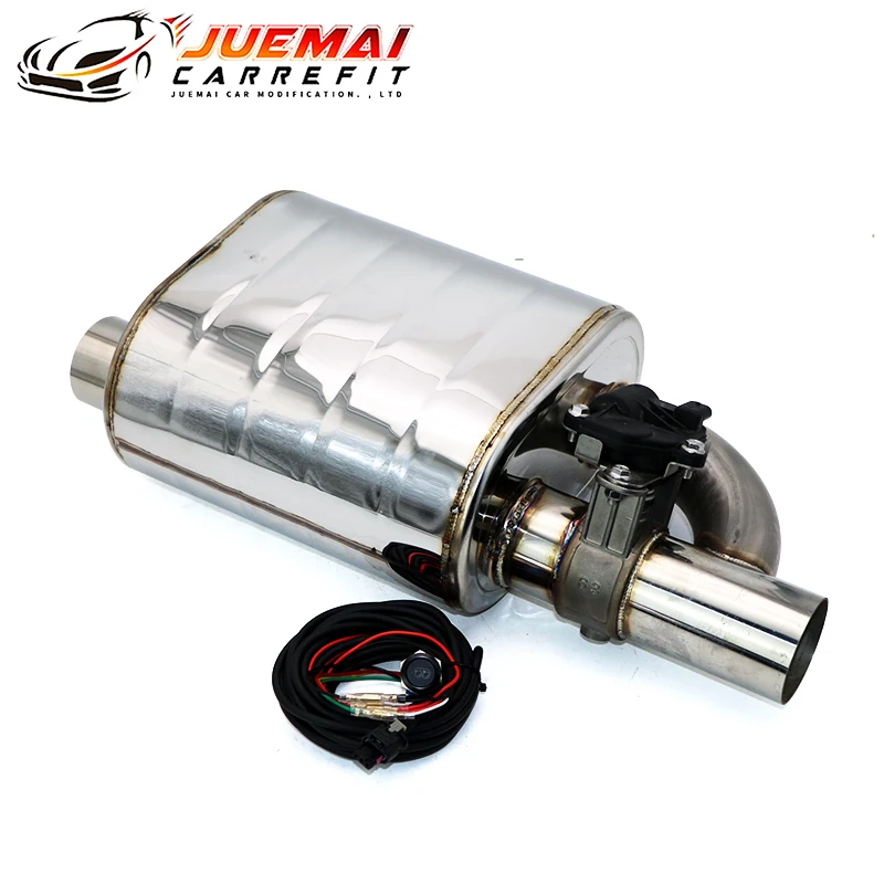 

JUEMAI Electronic Exhaust Valve Muffler System Control with Bypass Button Side In/Out Silencer Stainless Universal 51 60 63 MM
