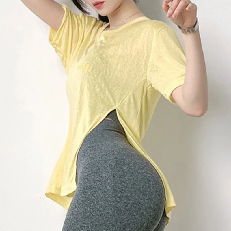 

Fashion Plus Size Yoga T-Shirts Gym Workout Cloud Hide Girl Sports Shirt Women Crop Top Cover-up Short Sleeve Blouse Sportswear