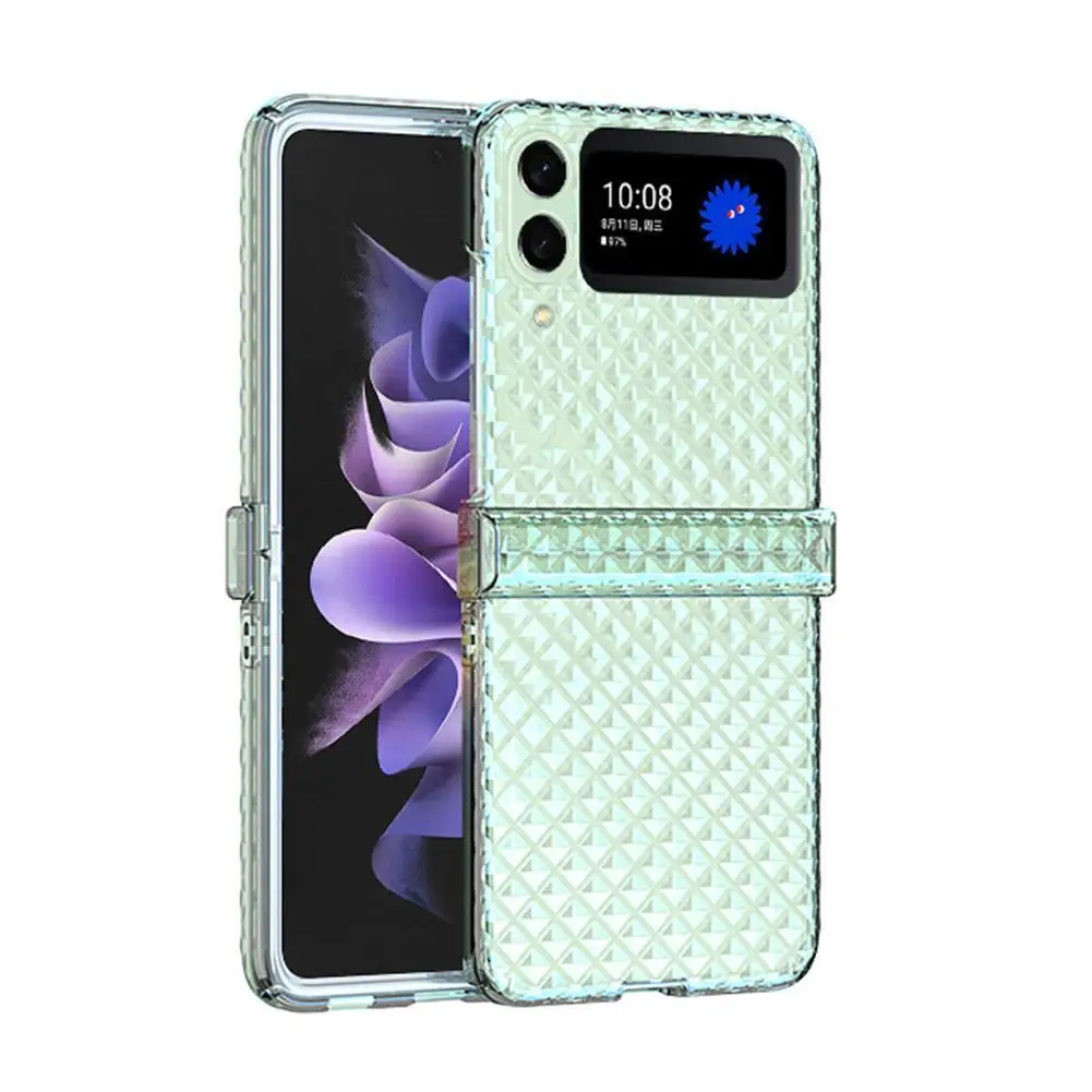 

Тонкий мягкий чехол для телефона Samsung Galaxy Z Flip 3 5G, прозрачный складной телефонный чехол с шарнирными петлями и защитой от сейсмической актив...