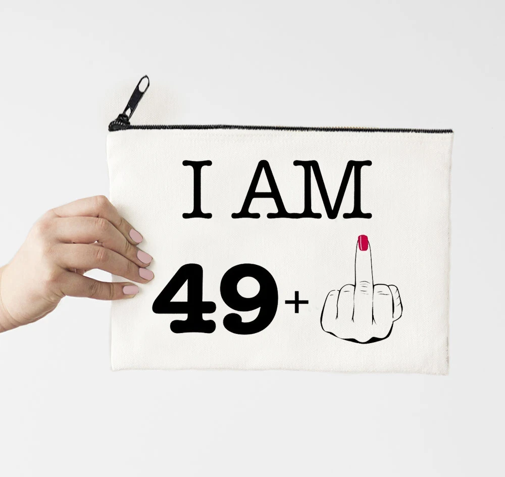 

Косметичка I Am 49 с надписью, Модный чехол для макияжа, милый кошелек, сумочка на молнии, дорожный Органайзер с принтом «Love»
