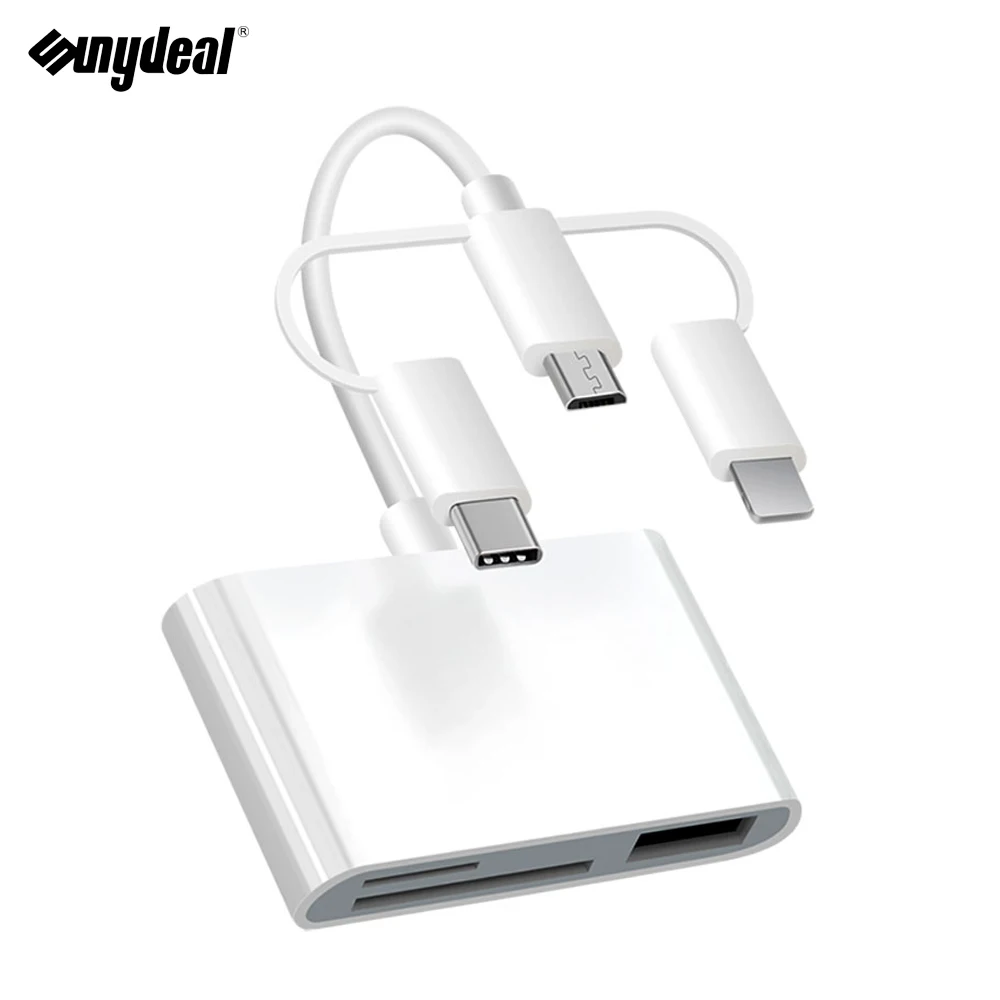 

3 in 1 Type C OTG USB Camera Adapter for Lighting Micro USB To Micro SD TF Card Reader Kit for Apple iOS Android Converter