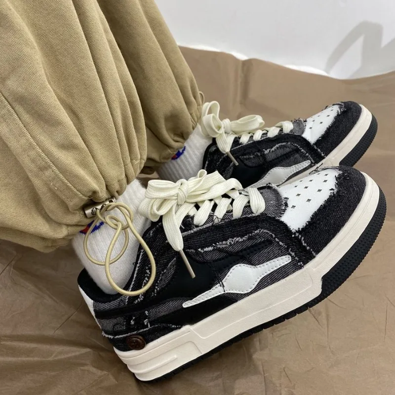 

Vintage Denim Mens Sneakers Black Sports Running Casual New Fashion Shoes All-match Comfortable Unisex Original Athletic Shoes