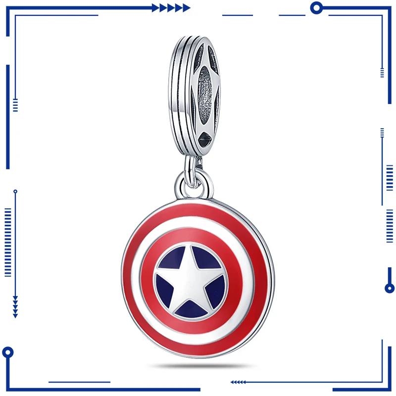 

Marvel Avengers Captain America Shield Charm Bead Fits Pandora Original Bracelet Women 925 Silver Pendant Beads DIY Jewelry Gift