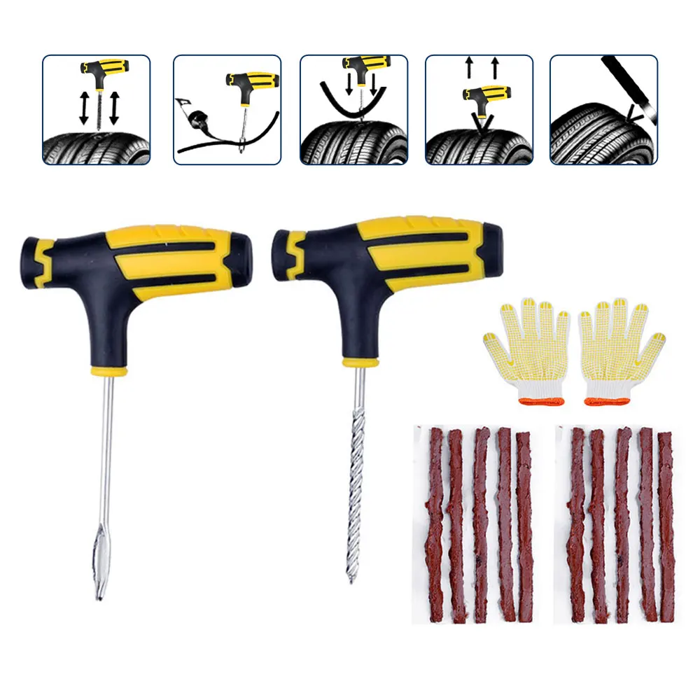 

Car Tire Repair Kit Puncture Plug Tools Tyre Puncture Emergency for Tire Strips Stirring Glue Repair Tool Kit Car Accessories