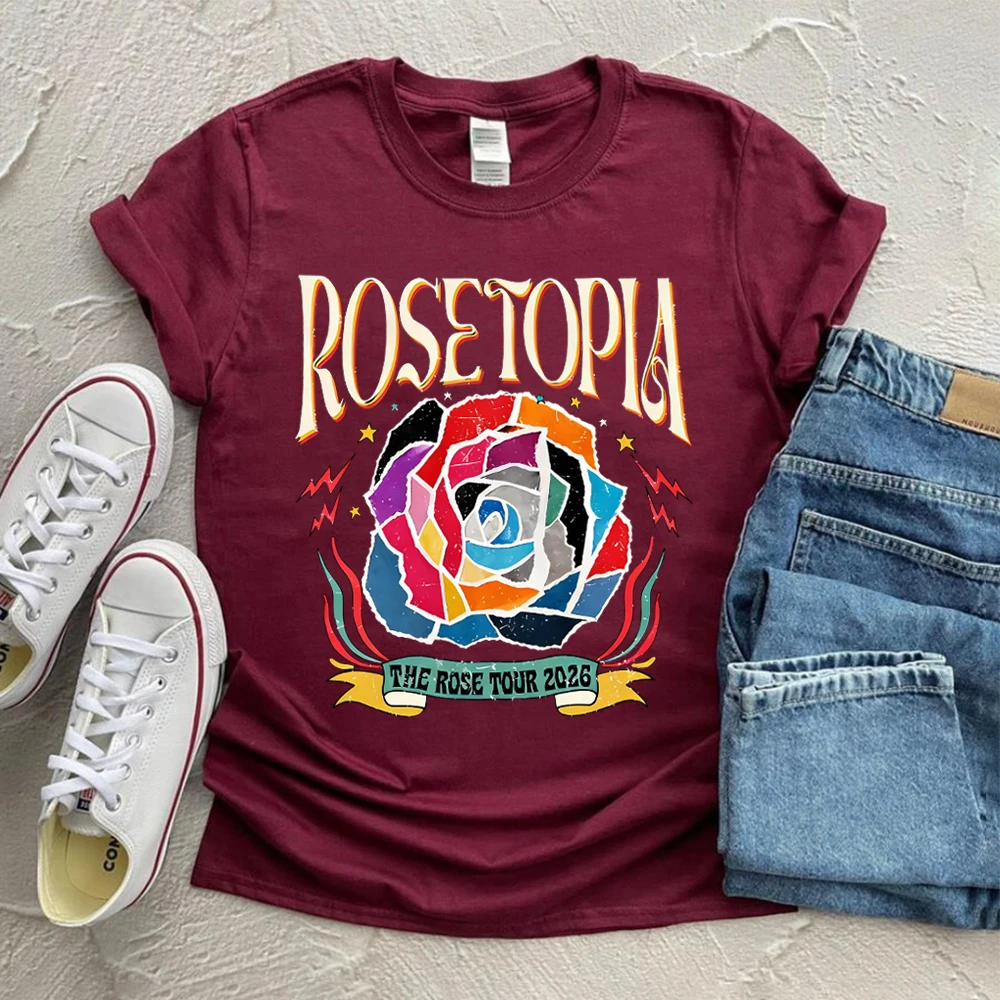 Футболка The Rose Rosetopia 2026 World Tour, ретро-футболка The Rose, модная футболка K-pop группы, футболка с коротким рукавом Woosung Taegyeom (art.: 3920db56d2fd8) - 3920db56d2fd8