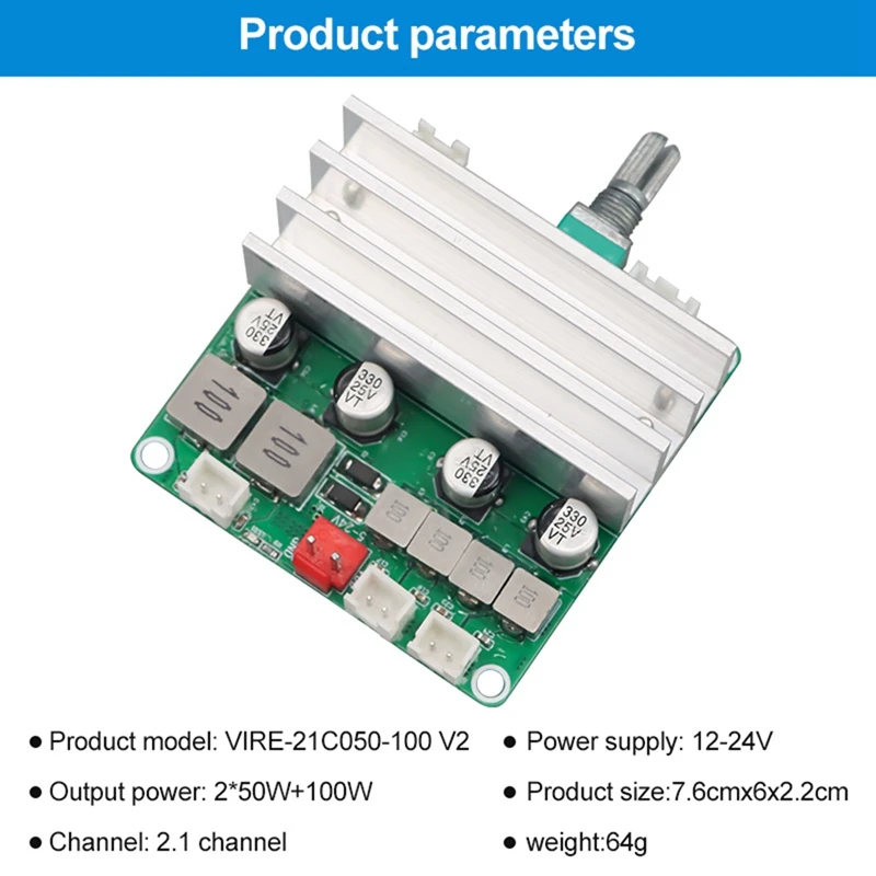 Плата цифрового усилителя мощности аудио 2 1 каналов 2X50W & 100W 12V-24V домашний