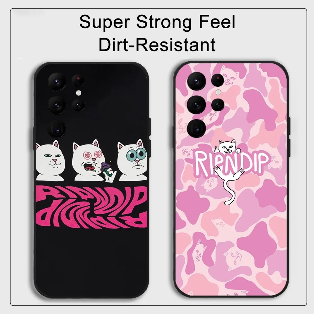 Funny R-RipndipS CAT Phone Case Samsung S series s20 s21 s22 s23 s24 FE Plus Ultra TPU Soft to Skin-friendly case