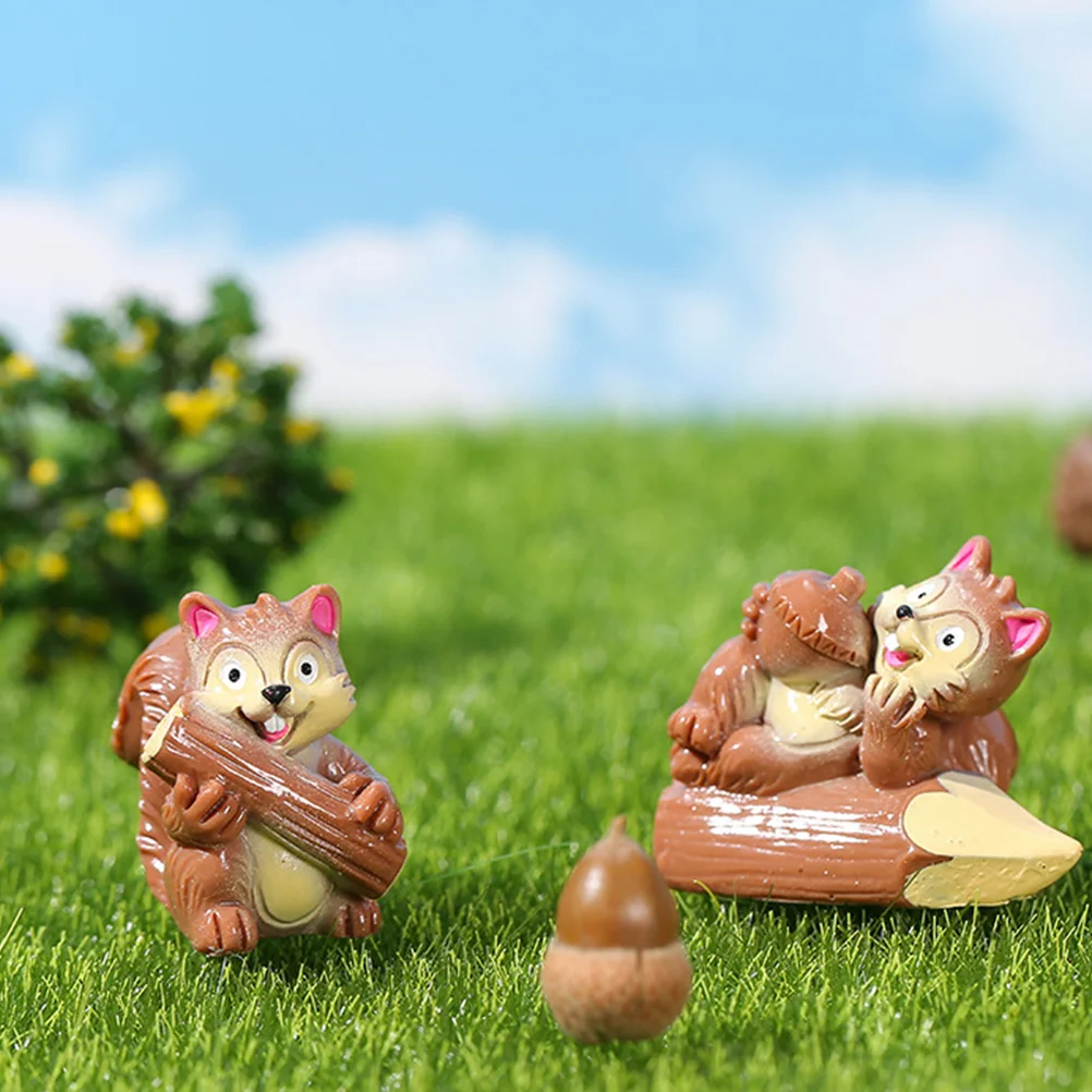 

Squirrel Figurine Figurines Miniature Figures Decor Ornament Animal Mini Statue Cakes Woodland Resin Dashboard Car Toppers