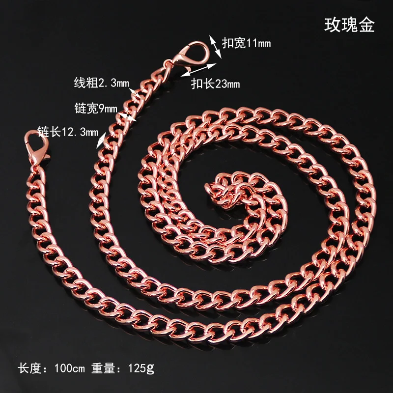 

Аксессуары для женских сумок, металлическая цепочка для кошелька цвета розового золота, на ремне через плечо, Сменные ручки «сделай сам»