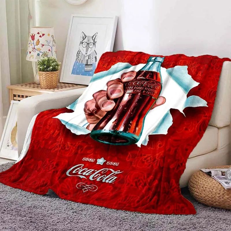 

C-Coca-cola Pattern Blanket Portable Living Room Sofa Thin Sleeping Blanket Bedroom Sheet Children's Warm Cover Blanket Boy Gift