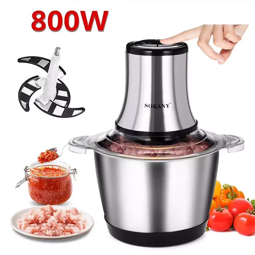 

SOKANY 3L 800W Electric Meat Grinder Blender Mincer Mixer Stainless Steel Electric Chopper Automatic Food Processor Machine 220V