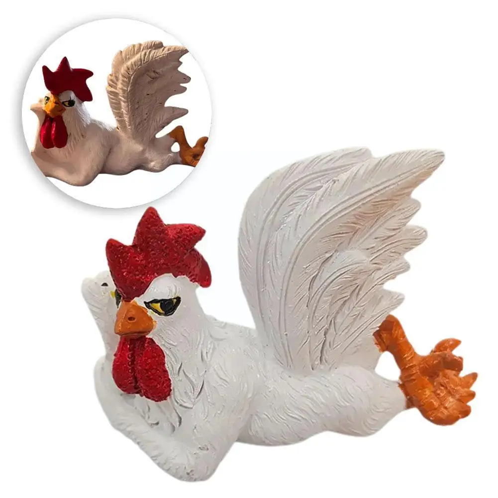 

Creative Big Rooster Home Decoration Funny Resin Crafts Desktop Cock Ornaments For Home Garden Decoration Accessories White V4V9