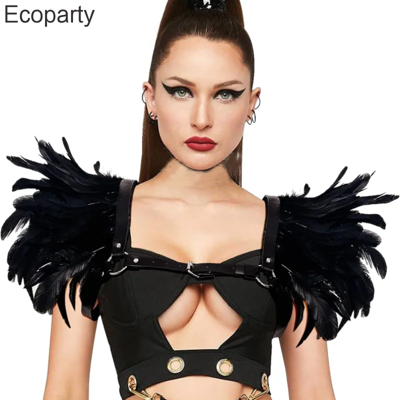 Новая шаль в средневековом готическом стиле с перьями накидка-болеро на плечо