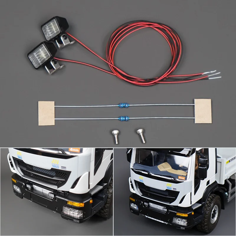

1 Pair Model LED Miniature Lights Headlights for 1/14 Tamiya RC Truck Trailer Tipper Scania MAN Benz Actros Volvo Car Diy Parts