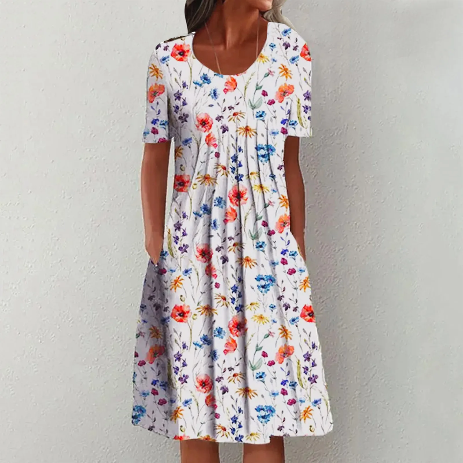 

Женское повседневное простое свободное платье с принтом с карманами, повседневные сарафаны для женщин с карманами