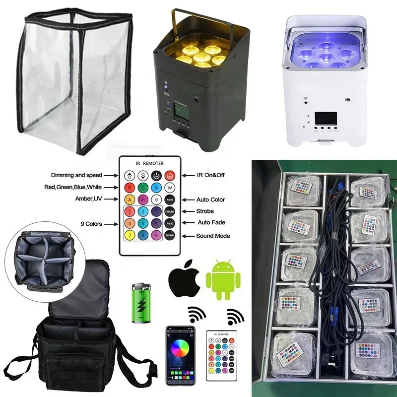 Marslite 6*18W Uplights батарея беспроводной фон RGBWA + УФ Свадьба Вечеринка Dj огни сцены Par