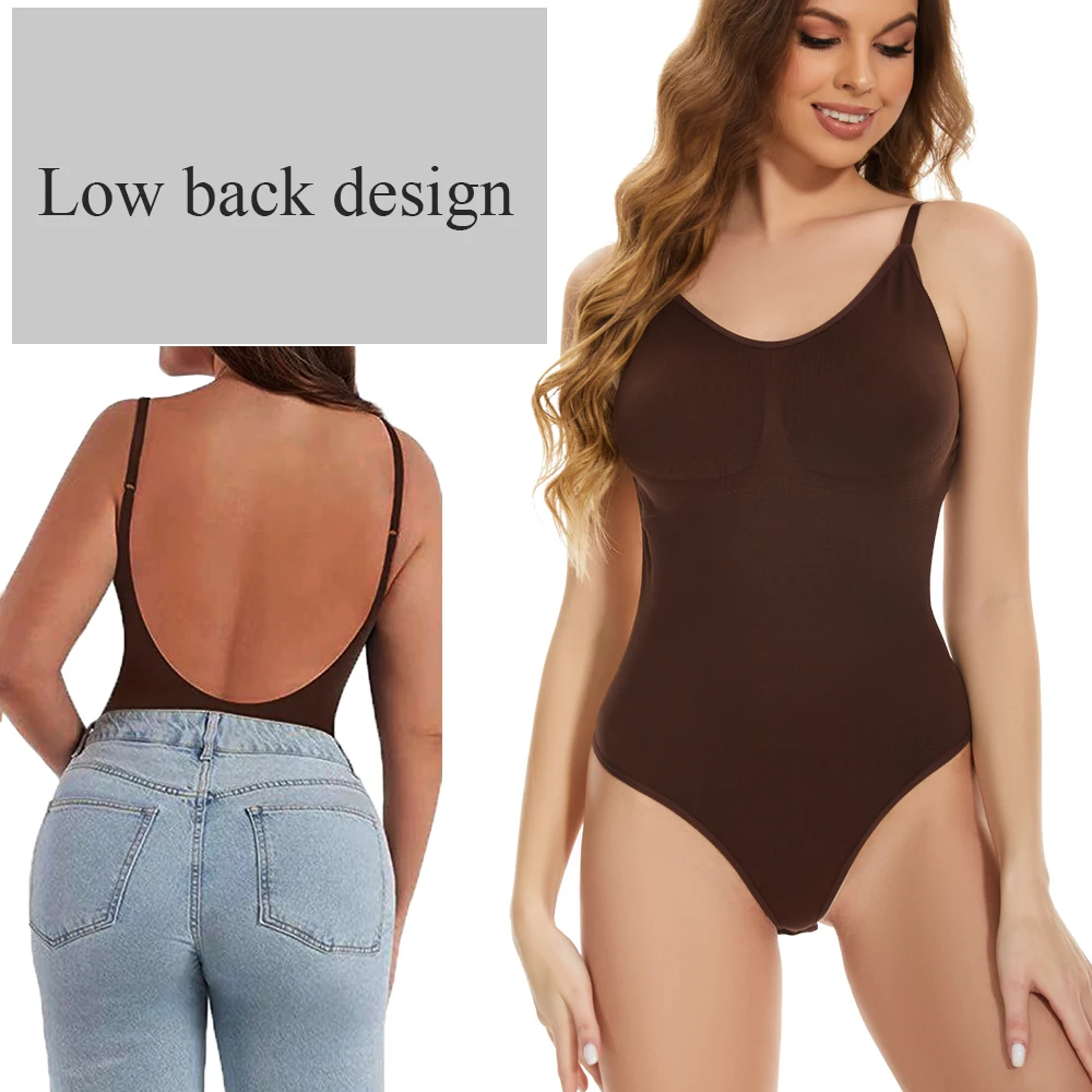 Women Plus Size Thong Shapewear Bodysuit Seamless Thong Body Shaper Bodysuit Tummy Control Sexy Shapewear Thong